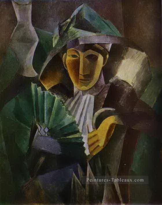 Femme avec un fan 1909 cubistes Peintures à l'huile